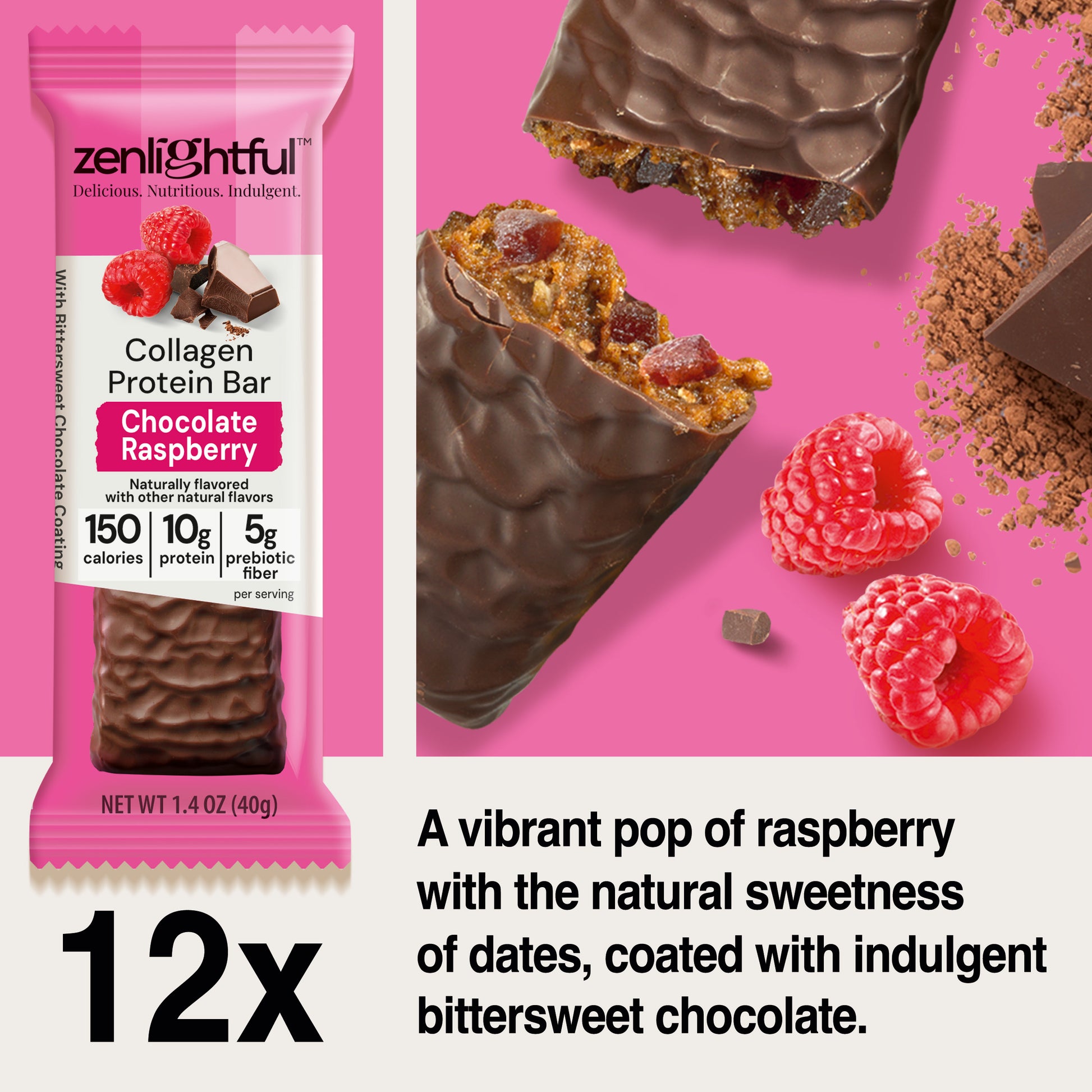 Chocolate Raspberry Collagen Protein Bars - Zenlightful