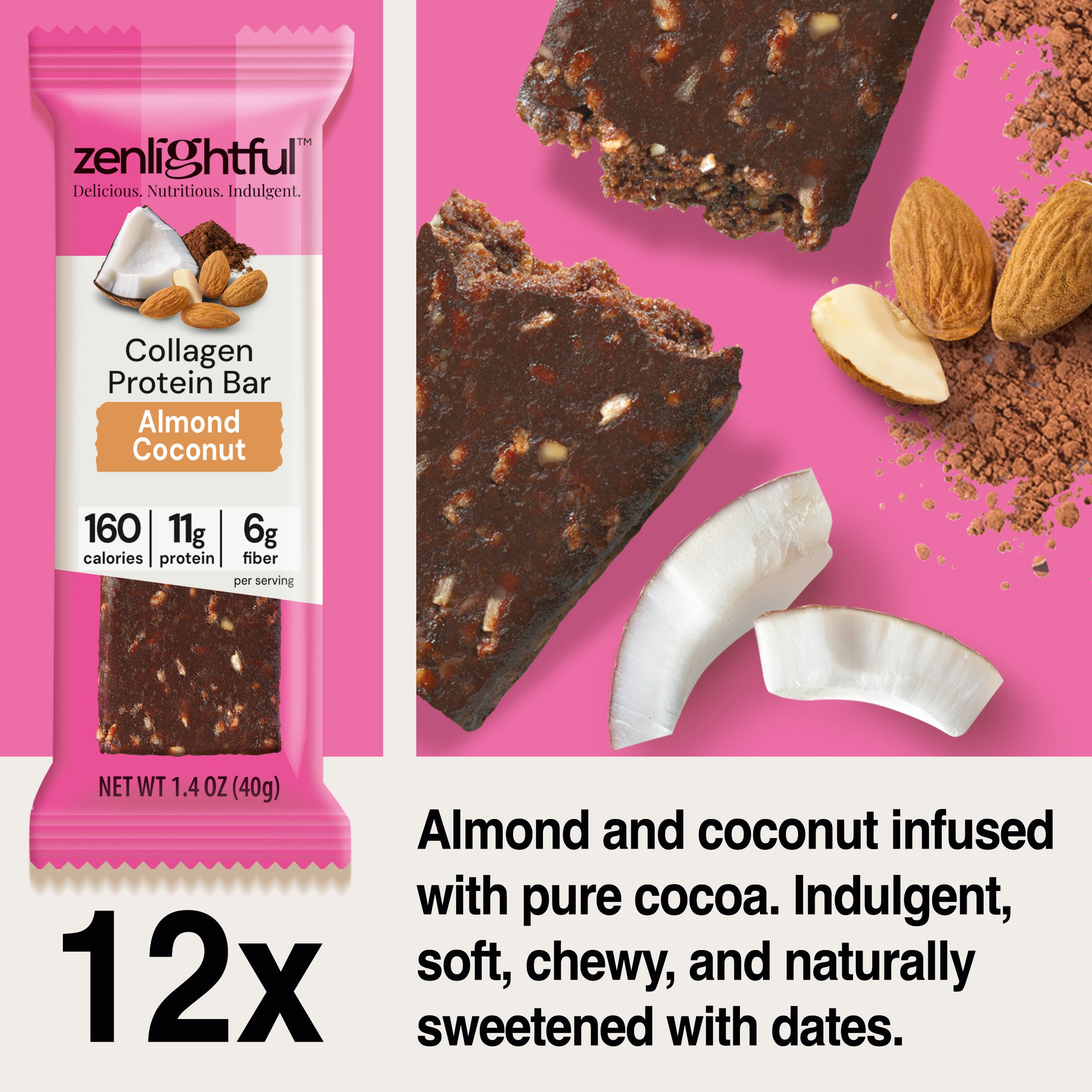 Almond Coconut Collagen Protein Bars - Zenlightful