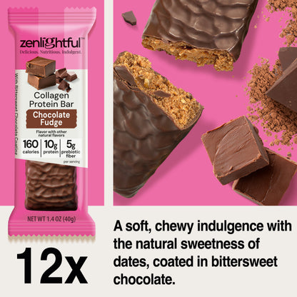 Chocolate Fudge Collagen Protein Bars - Zenlightful