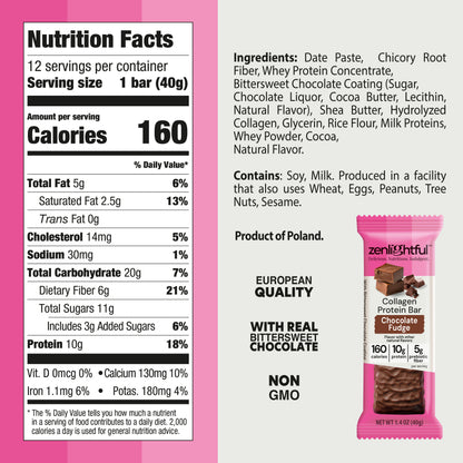 Chocolate Fudge Collagen Protein Bars - Zenlightful