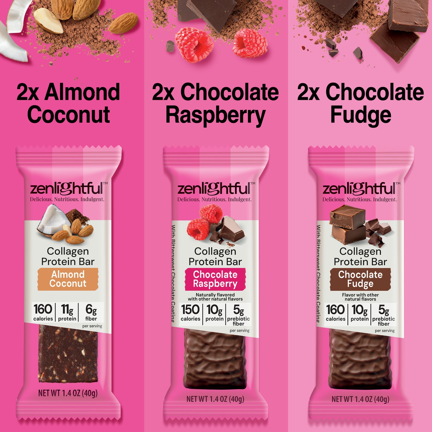 3 Flavor Sampler Collagen Protein Bars - Zenlightful