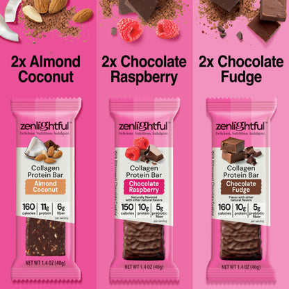 3 Flavor Sampler Collagen Protein Bars - Zenlightful
